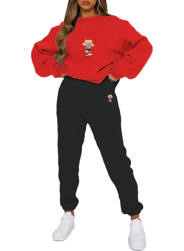 DogFish Tracksuit Oversize Thunderbolt Printed Tracksuit,lover,couple Combination Red - Image 4
